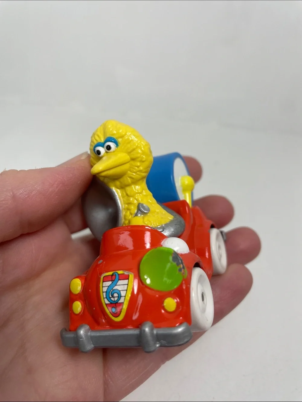 ✨1987 MUPPETS PLAYSKOOL INC Sesame Street BIG BIRD In Red Diecast Car W/Drum✨